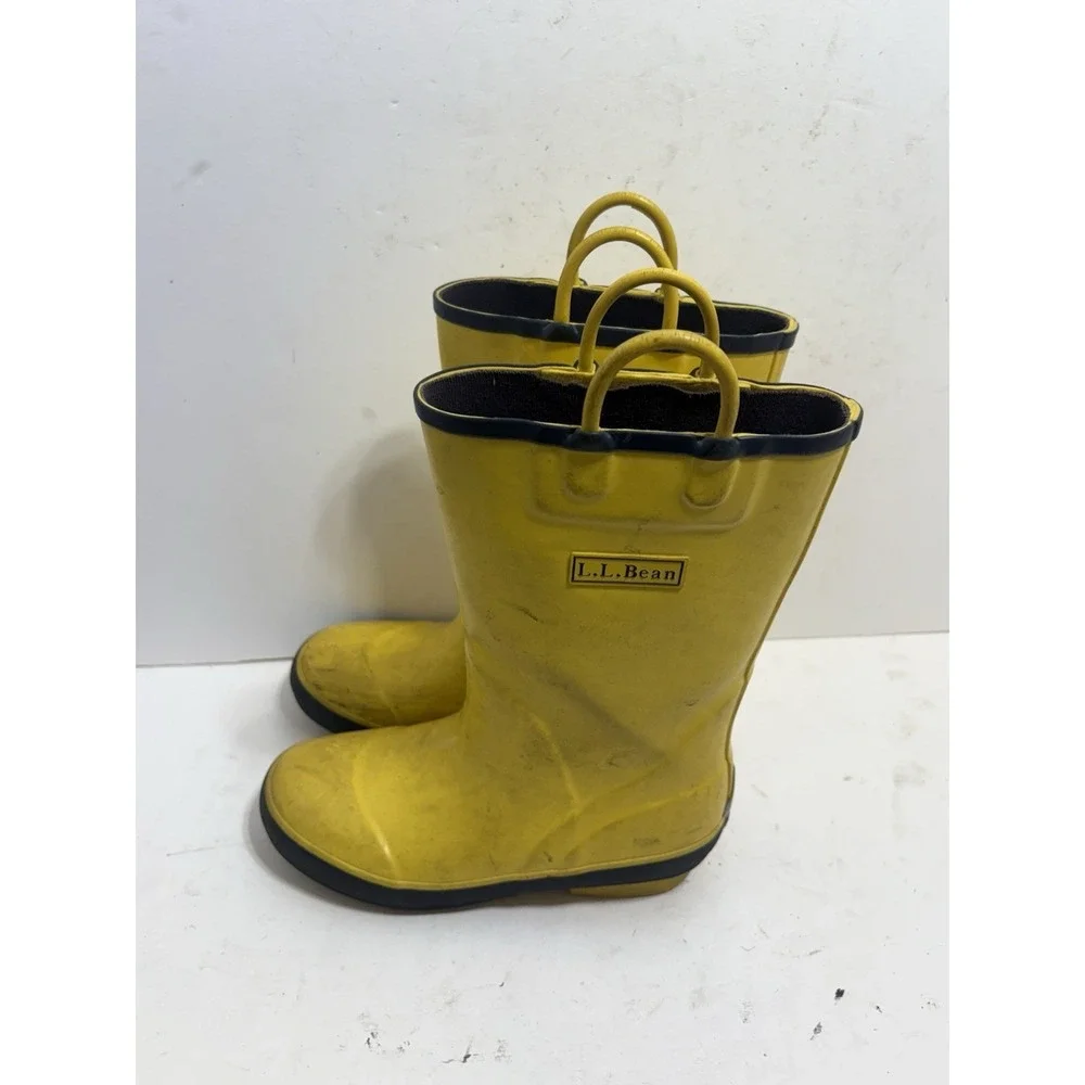 LL Bean Toddlers Puddle Stompers Yellow Rain Boots Children's Size 1